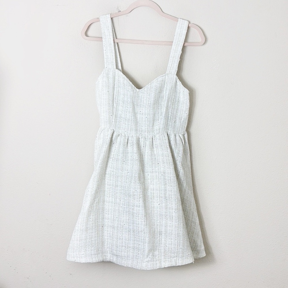 NWT Lulus Charming Pose Ivory Tweed Sequin Mini Dress size M - Picture 5 of 13